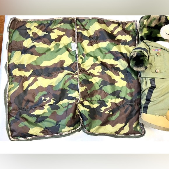Build A Bear Army Camo Plush Teddy Bear w Dress Uniform Boots Sleeping Bag BAB - Picture 6 of 11